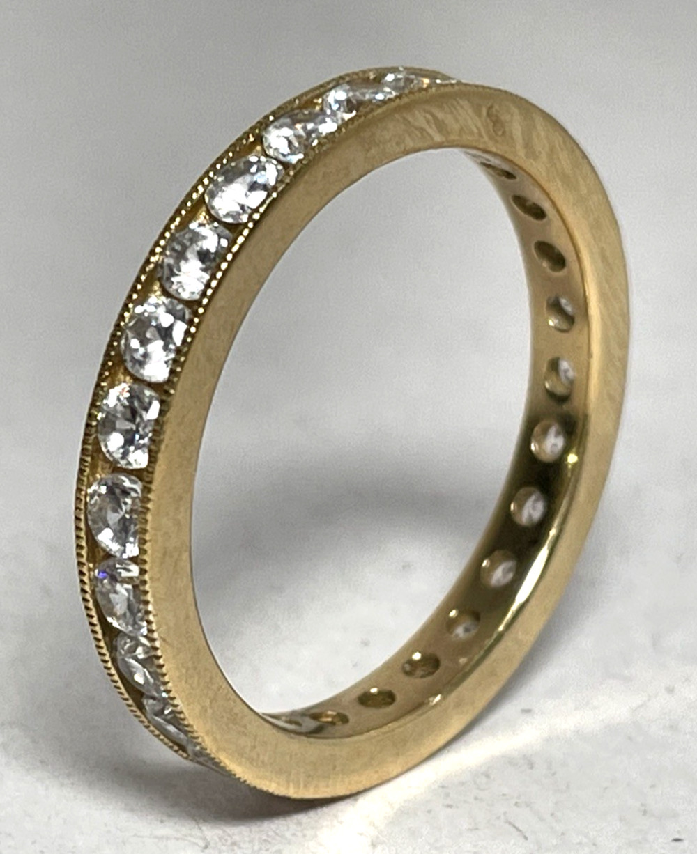 Designer FE CZ 925 Sterling Silver Gold Tone Eternity Band Ring Size 10.75